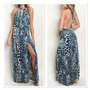 Boutique | Dresses | Blue Leopard Print Dress | Poshmark